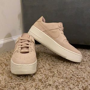 Nike Air Force 1 Sage pale pink suede trainers